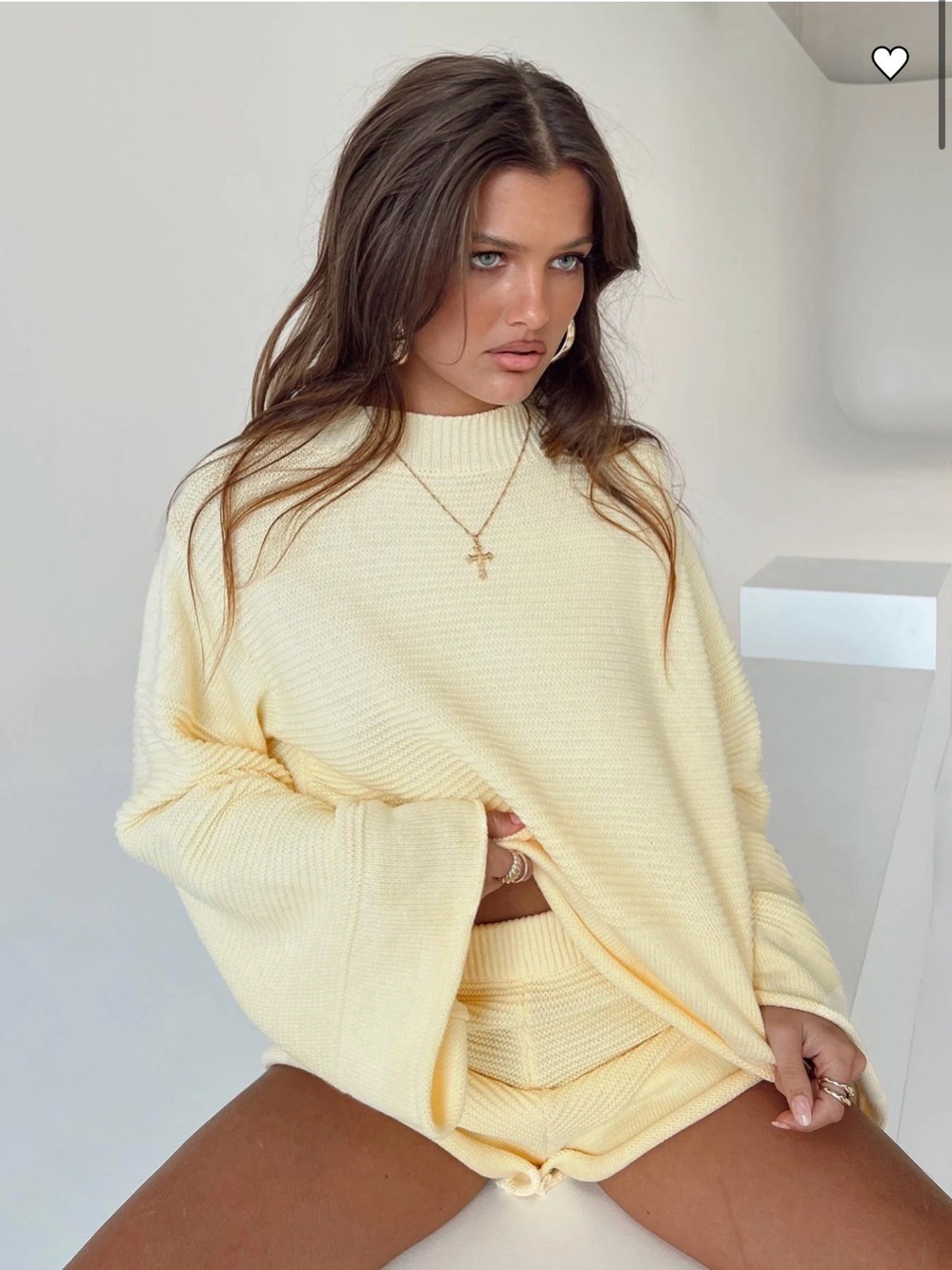 Women's butter yellow wide sleeve sweater